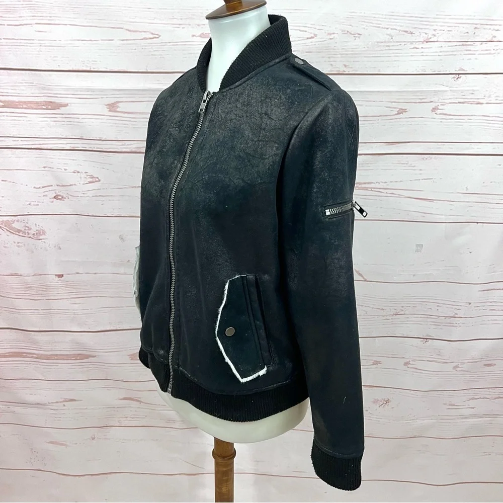 Chaser Plush Shearling Sherpa Lined Faux Leather Cozy Bomber Jacket